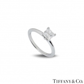 Tiffany & Co. Platinum Princess Cut Diamond Ring 0.91ct G/VVS1 XXX